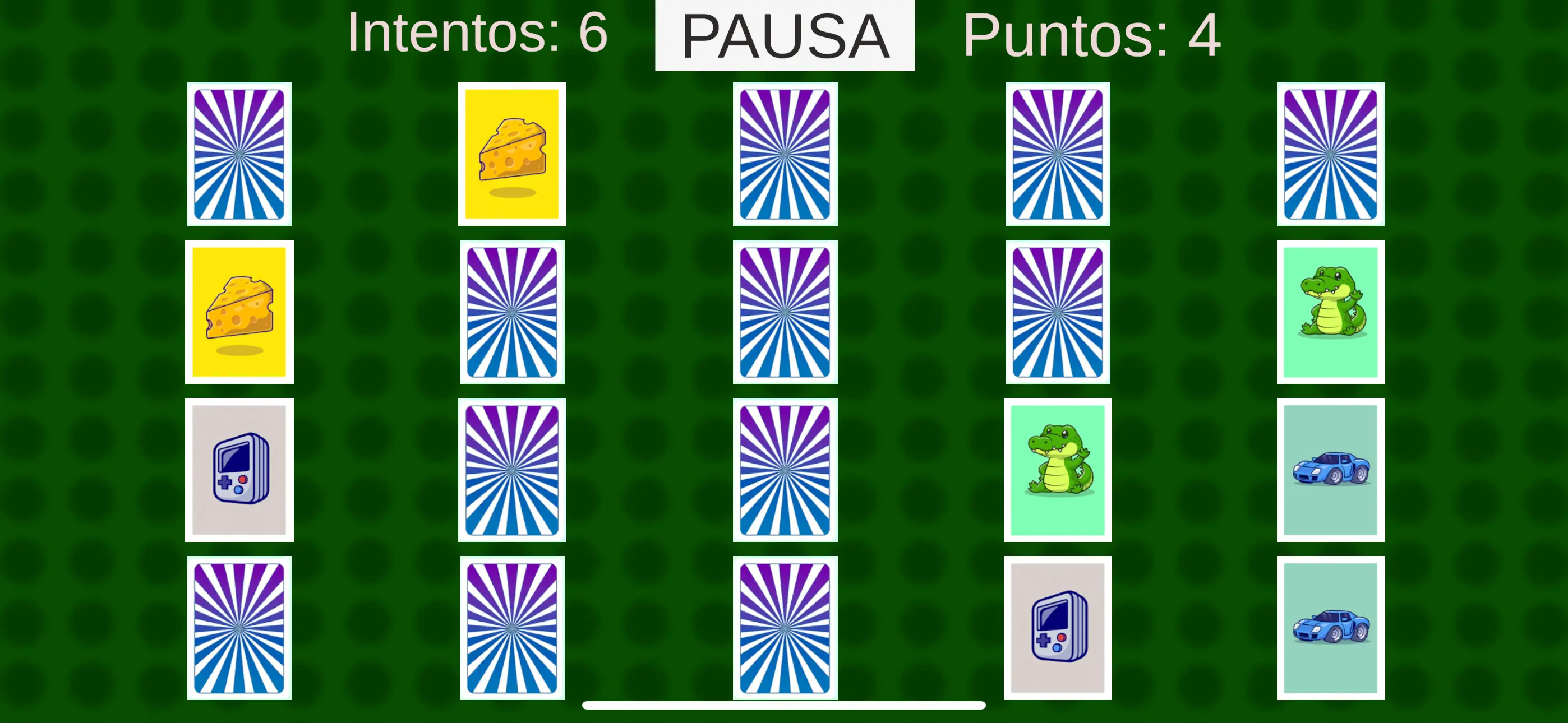 Captura de pantalla de Memo2Match, un colorido juego de memoria para emparejar cartas